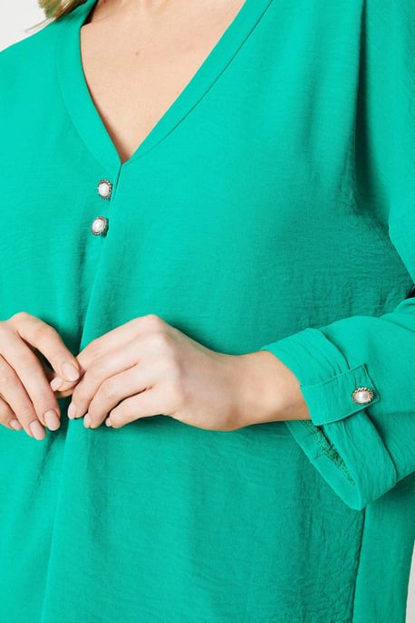 Tall Pearl Button Longline Shirt - Image 4