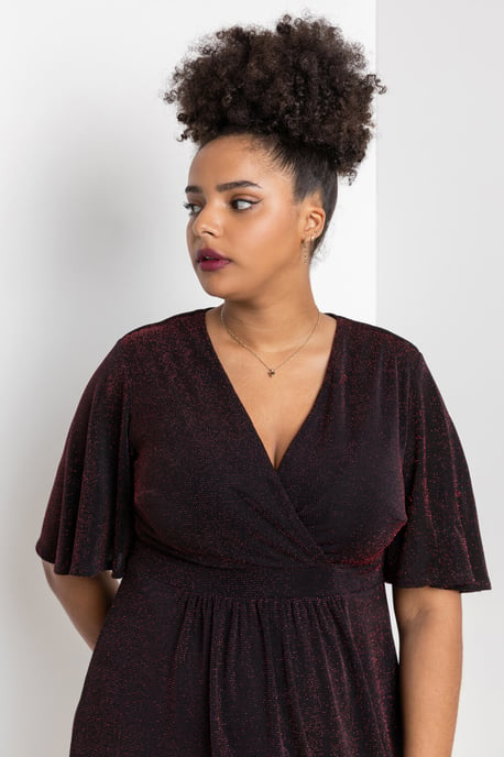 Curve Shimmer Wrap Midi Dress