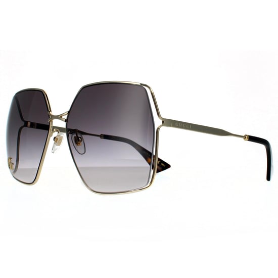 Gucci Square Womens Gold Grey Gradient Sunglasses
