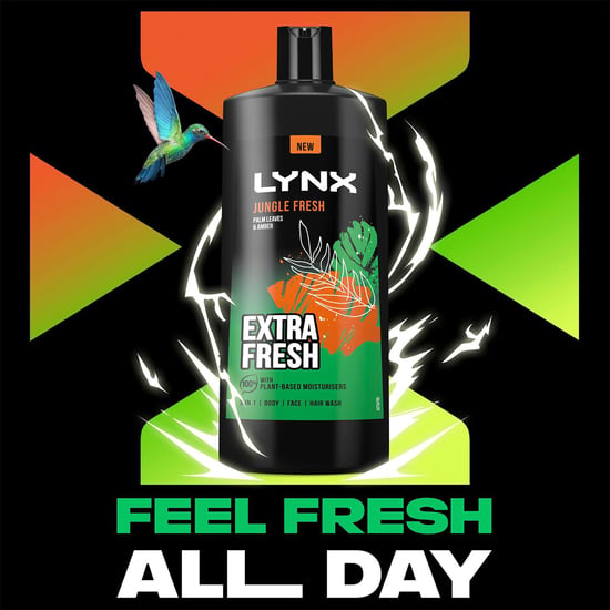 Lynx 3in1 Body, Face & Hair Wash Shower Gel Extra Fresh Jungle Fresh 700ml, 6pk