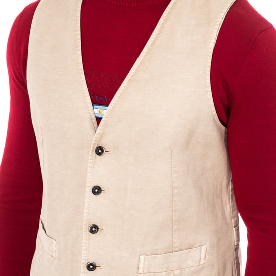 Men's fine knit vest with adjustable belt V-neck HMJA11