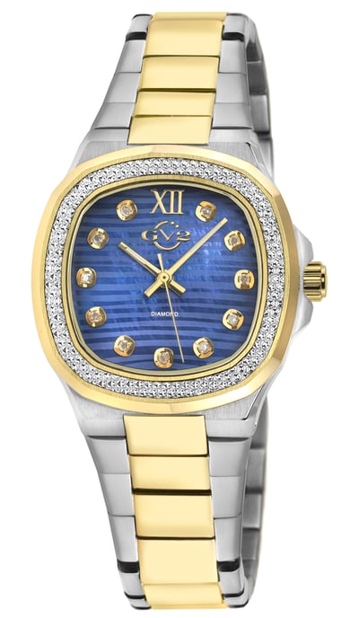 GV2 Potente Lady Blue MOP dial, 316L Stainless Steel Two toned IPYG Diamond Swiss Quartz Watch