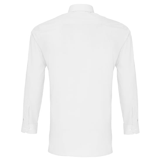 Premier Heren Lange Mouwen Gepast Poplin Werkoverhemd (Wit) - Image 2