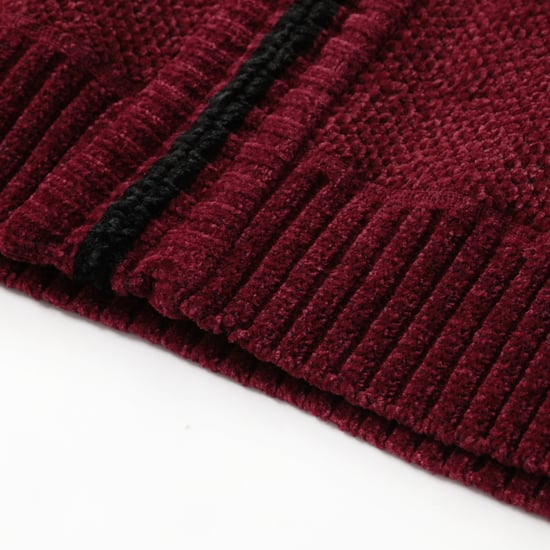 Herenvest met rits en opstaande kraag, gevoerde grofgebreide trui rood - Image 6