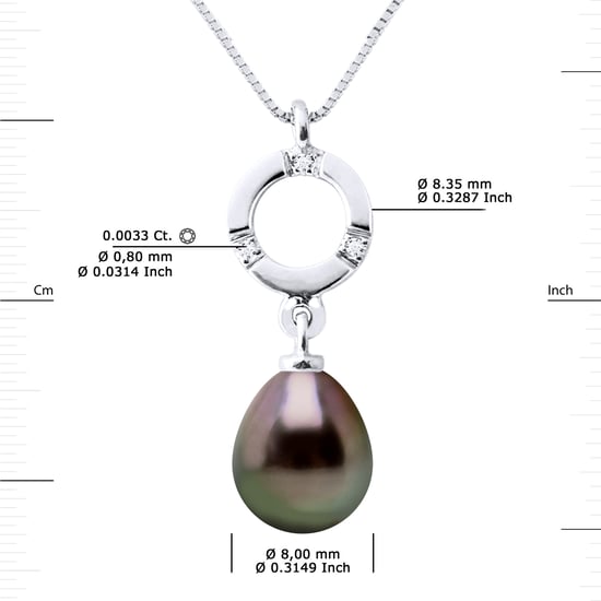 Diamond Pendant 0.010 Cts gekweekte parel TAHITI Peer 8-9mm White Gold - Image 3