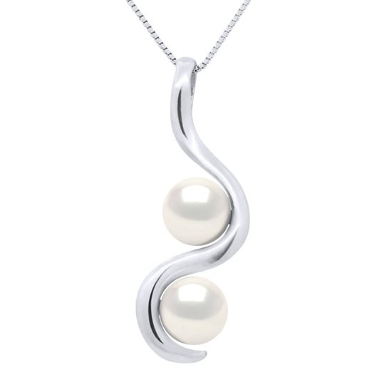 Hanger YOU AND ME 2 gekweekte parels Zoetwater 7-8mm White White Gold - Image 1