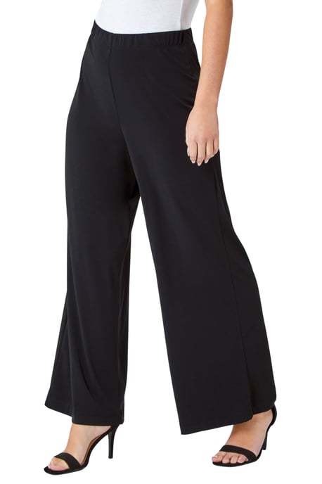 Petite Wide Leg Stretch Trousers Jersey Palazzo Pants