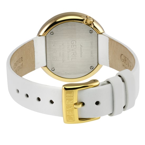Gevril Women's Gandria Swiss Diamond White MOP Dial, Genuine Italian Made Leather Watch