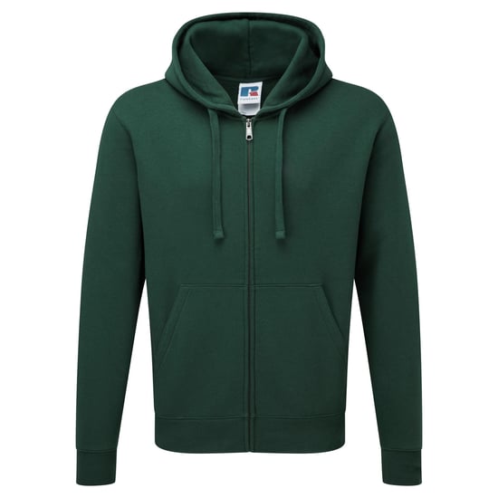 Russell Mens Authentic Full Zip Hooded Sweatshirt / Hoodie (Bottle Green)