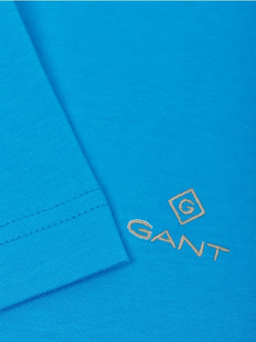 Gant heren T-shirt met ronde hals en contrasterend logo - Blauw - Image 4