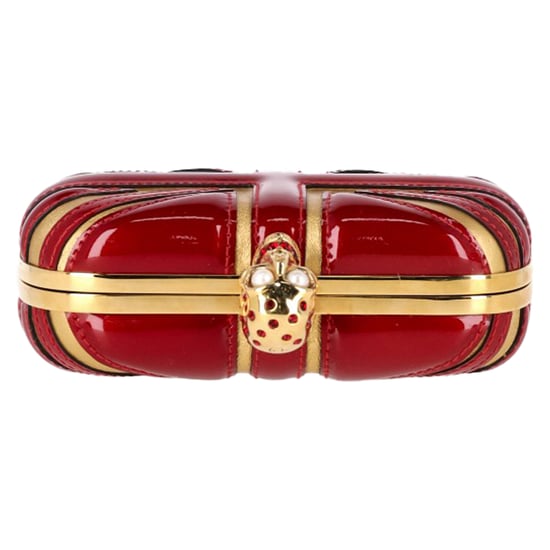 Alexander McQueen Britannia Skull Box Clutch Bag in Red Patent Leather - Image 3