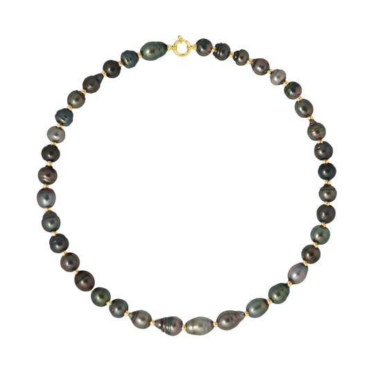 DIADEMA - Necklace - Real Tahitian Pearls - Rainbow - Yellow Gold