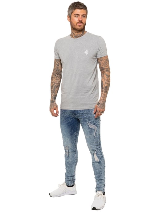 Enzo | Heren Skinny Stretch Ripped Jeans - Lichtblauw - Image 5