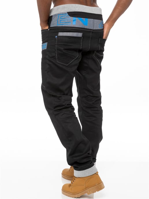 Enzo | Heren Denim Jogger Jeans - Zwart/Blauw - Image 3