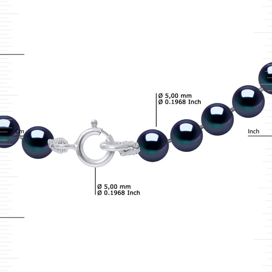 DIADEMA - Bracelet - Real Freshwater Pearls - Black - White Gold