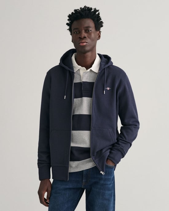 GANT Heren Regular Fit Shield Logo Volledige Rits Hoodie - Image 1