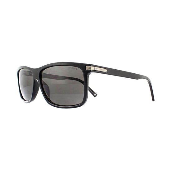 Polaroid Rectangle Mens Black Grey Polarized Sunglasses