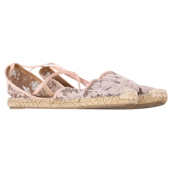 Valentino Garavani Floral Lace Self-Tie Espadrille Flats in Pink Polyester - Image 4