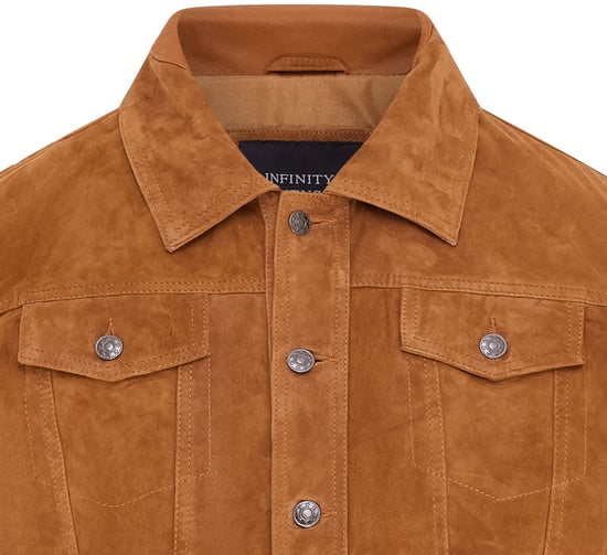 Mens Tan Goat Suede Leather Jacket- Nurmes