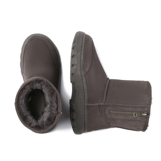 EVER AU Women Starling Zipper Short Boots - Chocolate
