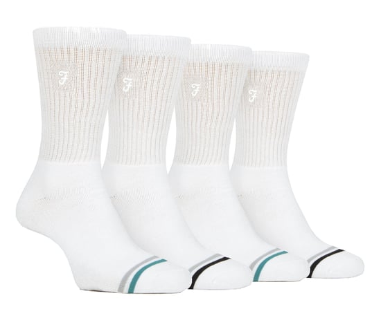 Heren Bamboe Sportsokken in Zwart & Wit | Farah | 4-Pack | Diabetesvriendelijke Sportsokken met Glad Teengedeelte & Losse Bovenkant | Tennis Gym Hardloopsokken - Wit - Image 1