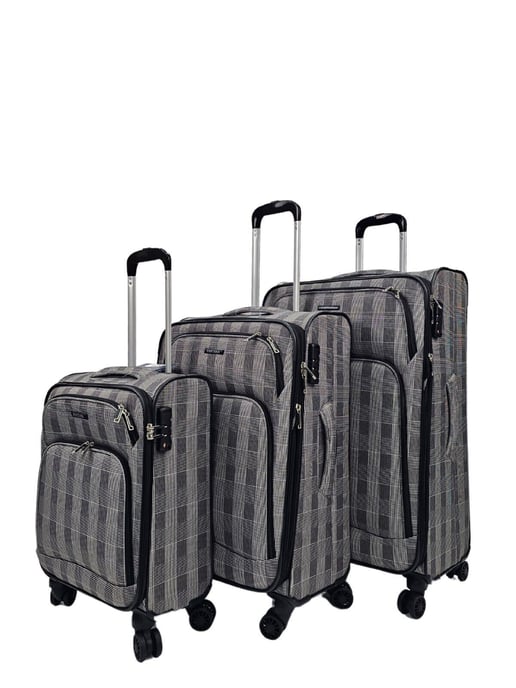 Lightweight Suitcases 8 Wheel Luggage Stripes Travel Soft Bags