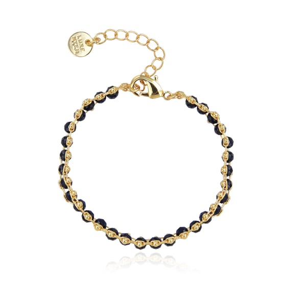 Luxenter lailai bracelet in 925 sterling silver and black crystal with 18 carat yellow gold plated finish