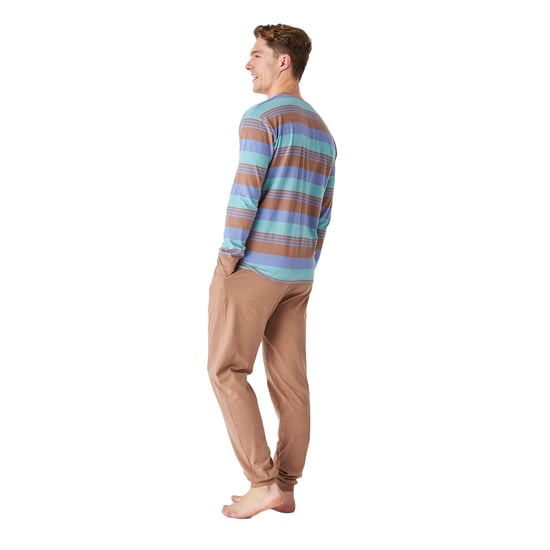 JJB12 Men's Long Sleeve Round Neck Cotton Pajamas