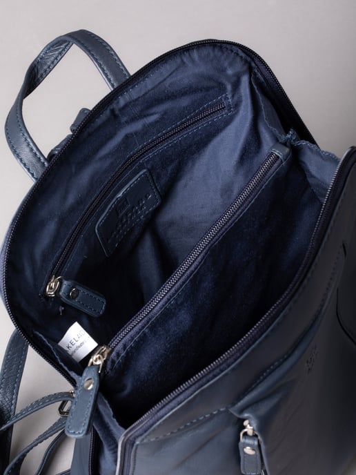Enderby Leather Backpack in Navy