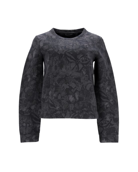 Valentino Vlinderprint Sweater in Grijze Katoen - Image 1
