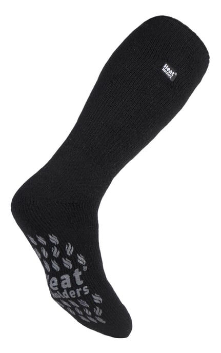Heat Holders - 2 Paar Heren Kniehoge Winter Pantoffelsokken met Antislip Grip - Zwart Grijs - Image 1