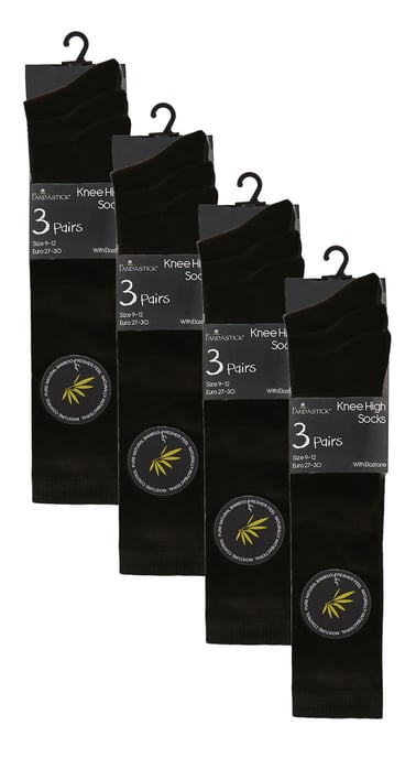 Sock Snob - 12 Paar Meisjes Bamboe Kniekousen, Lange Schoolkousen voor Kinderen - Zwart - Image 2