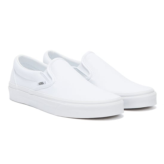 Vans Classic Slip on True White Canvas Trainers - Image 1