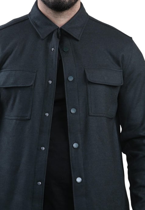 Autograph Heren Wollen Blend Overshirt in Zwart - Image 4