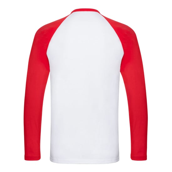 Fruit of the Loom Heren Contrast Honkbal T-shirt met lange mouwen (Wit/rood) - Image 2