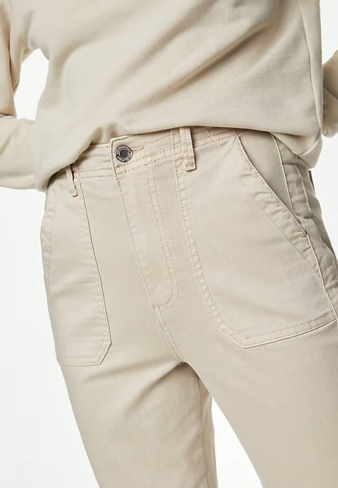 M&S Collection Dames Katoenmix Slim Fit Enkel Grazer Joggers Beige - Image 3