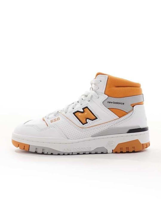 New Balance Unisex 650 trainers in white and orange