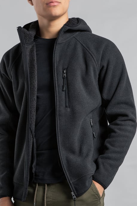 Grey Zip-Through Hooded Fleece With Sherpa Lining