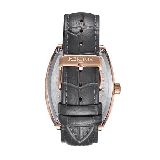 Heritor Automatic Masterson Semi-Skeleton Leather-Band Watch
