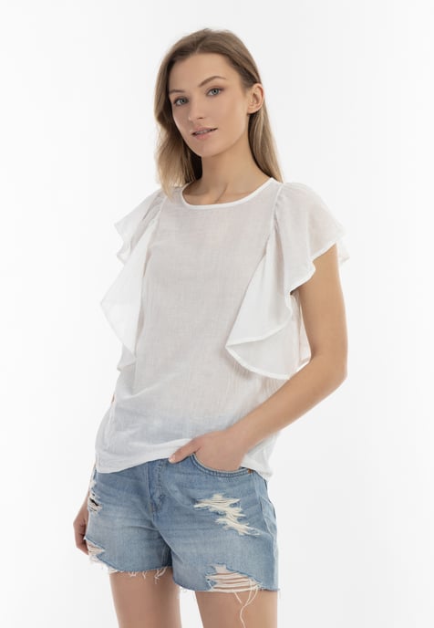 Dreimaster Blouse shirt Dames wolwit - Image 3