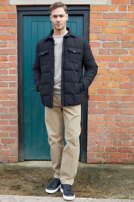 Black Lightweight Collared Quilted Jacket