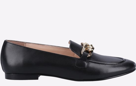 Hush Puppies Harper Chain Leren Zwarte Instappers Voor Dames - Image 1