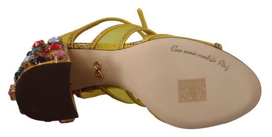 Dolce & Gabbana Yellow Leather Crystal Ayers Sandals