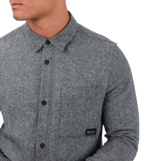Heren Ben Sherman Geborsteld Twill Overshirt in Navy - Image 3