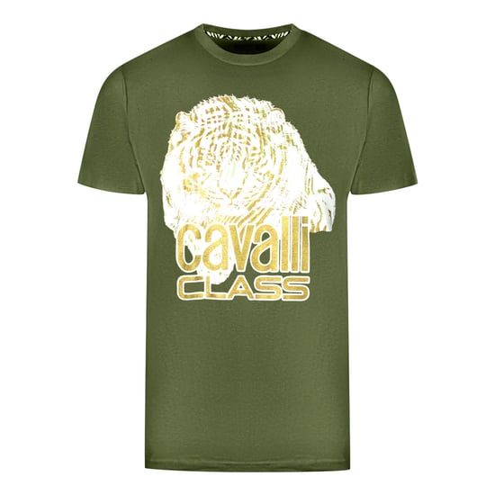 Cavalli Class Grote Tijger Logo Groene T-Shirt - Image 1