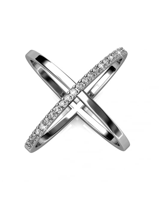 X Duo ring - Oostenrijks kristal - Image 1