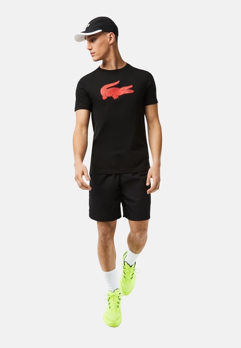 Lacoste SPORT 3D print crocodile jersey T-shirt for men in black and red