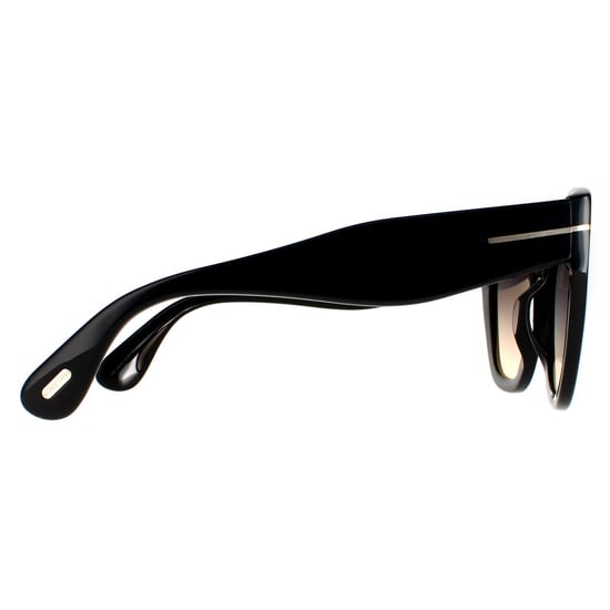 Tom Ford Cat Eye Womens Shiny Black Smoke Grey Gradient FT0940 Cara Sunglasses