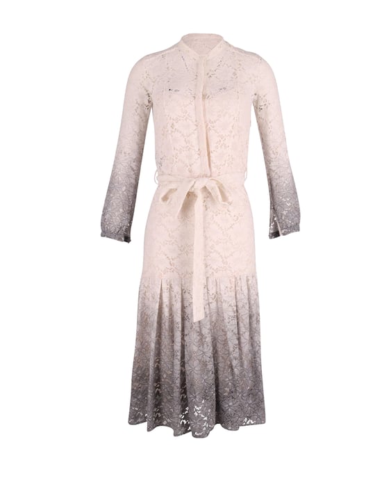Burberry Prorsum Degrade Lace Dress in Ombre White/Grey Triacetate - Image 4