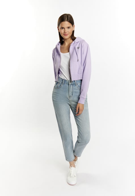 Mymo Bijgesneden hoodie met rits Dames violet - Image 2